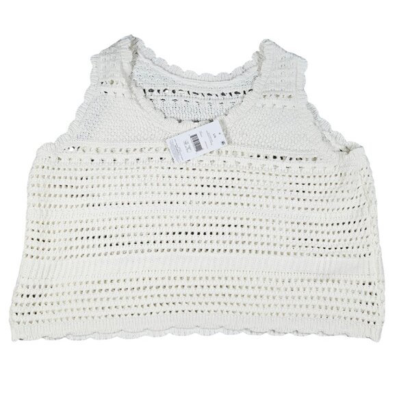 New Off-White Knit Women’s Top with Eyelet Hole Detail – Size Large - Picture 1 of 5